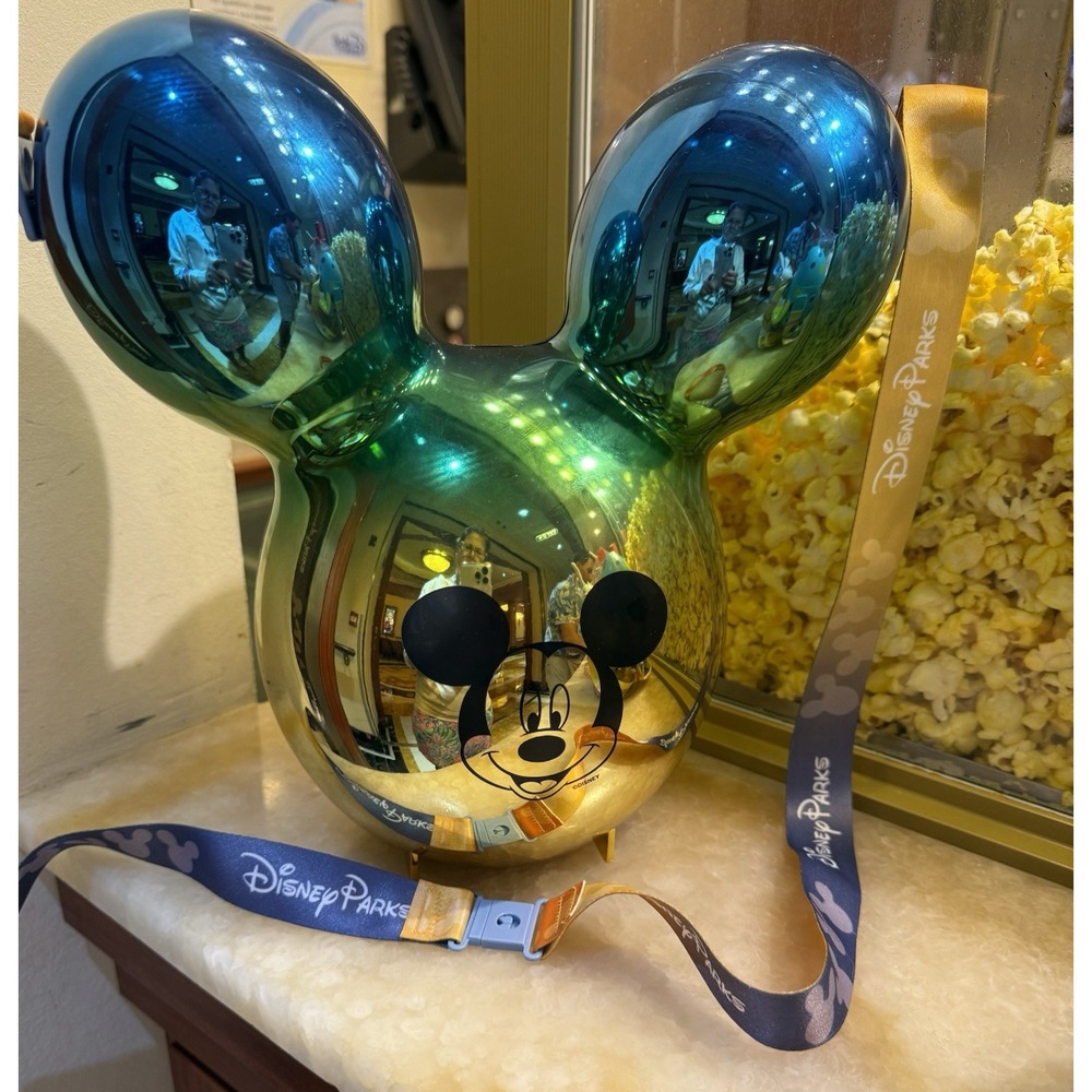 2025 Disney Parks Mickey Mouse Balloon‎ Popcorn Bucket Blue Green WDW Strap NEW